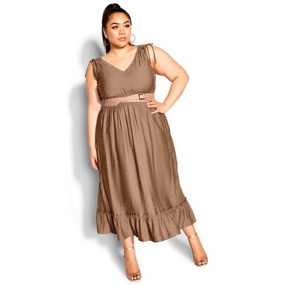 brown plus size dress